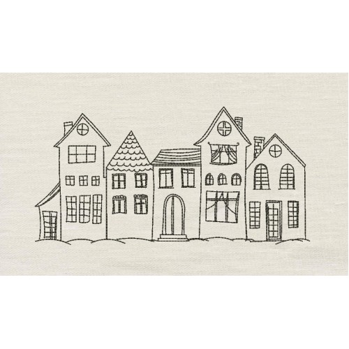 Old houses Embroidery Design