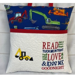 Digger applique with read me a story designs