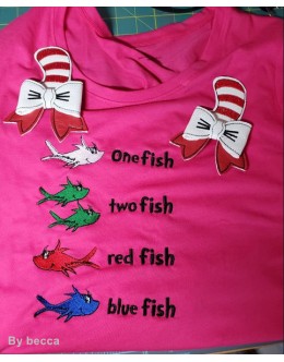 One fish two fish embroidery design