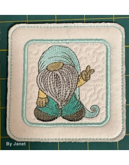 Gnome Coaster ITH in the hoop embroidery design