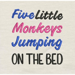 Five monkeys embroidery design