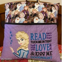Elsa Frozen applique read me a story reading pillow embroidery designs