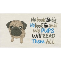 Pug dog with No book too big