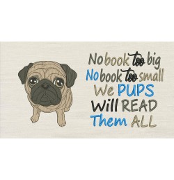 Pug dog with No book too big
