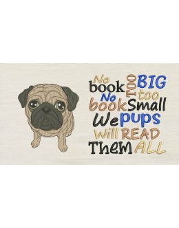 Pug dog with No book too big designs