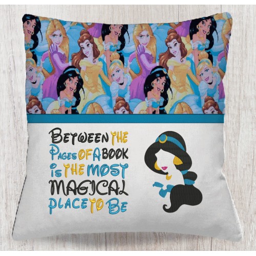 Jasmine with Between the Pages reading pillow