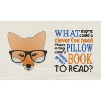 Fox Face With Glasses Clever Fox reading pillow embroidery designs