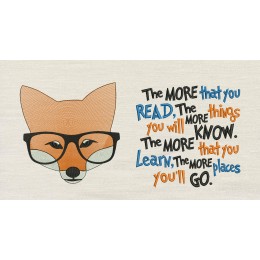 Fox Face With Glasses the more that you read reading pillow embroidery designs