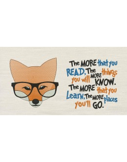 Fox Face With Glasses the more that you read reading pillow embroidery designs