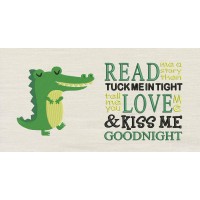 Alligator Read me a story reading pillow embroidery designs