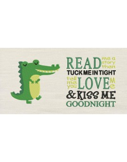Alligator Read me a story reading pillow embroidery designs