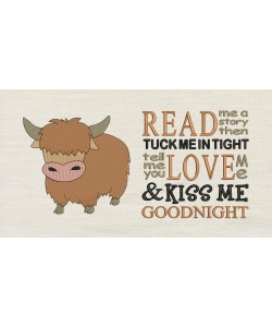 Baby Highland Cow with Read me a story