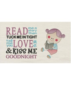 Girl read with read me a story Reading Pillow