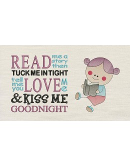 Girl read with read me a story Reading Pillow
