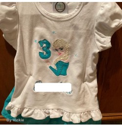 Elsa Frozen Birthday with number 3 embroidery design