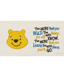 Pooh face with the more that you read reading pillow embroidery design