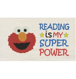 Elmo embroidery with Reading is My Superpower embroidery designs