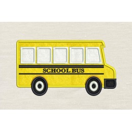 School bus applique embroidery design