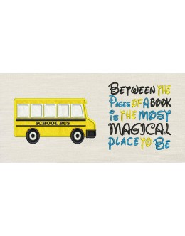 School bus with Between the Pages embroidery designs