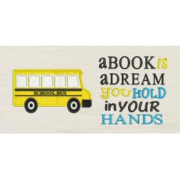 School bus with a book is a dream embroidery designs