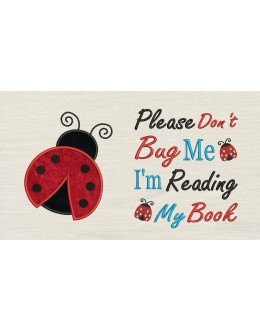 Ladybug with Please Don't reading Pillow Embroidery Designs