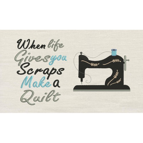 When Life sewing machine reading pillow