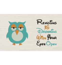Owl dogo with Reading is dreaming reading pillow