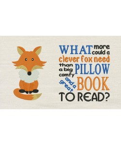 Fox with Clever Fox reading pillow designs