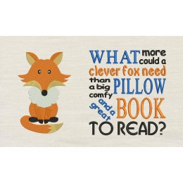 Fox with Clever Fox reading pillow designs