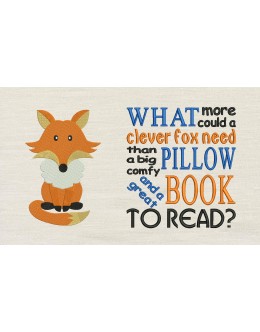 Fox with Clever Fox reading pillow designs