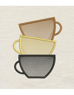 Coffee Cups embroidery design