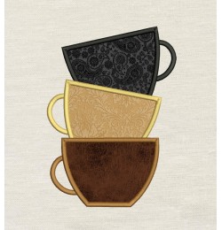 Coffee Cups Embroidery Design