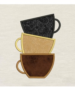 Coffee Cups Embroidery Design