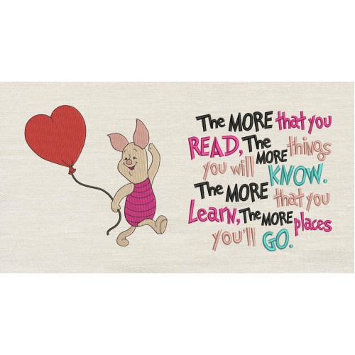 Piglet With the more that you read reading pillow