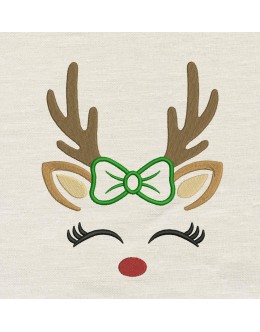 Reindeer with Bow Embroidery design