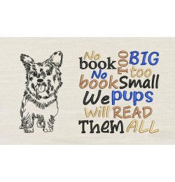 Dog No book too big reading pillow embroidery designs
