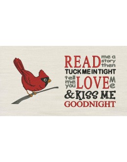 Cardinal read me a story embroidery designs