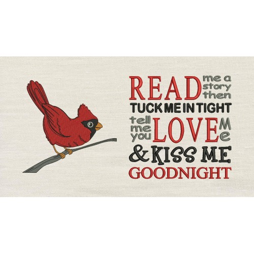 Cardinal read me a story embroidery designs