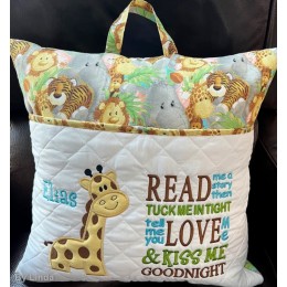 Giraffe read me a story reading pillow designs
