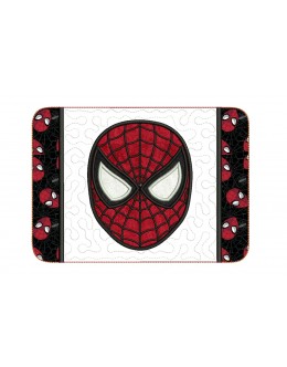 Mug rug face spiderman ITH in the hoop embroidery design
