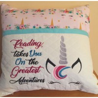 Unicorn with reading takes you embroidery designs