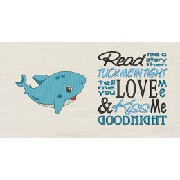 Shark with Read me a story Reading Pillow embroidery