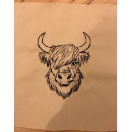 Highland Cow embroidery design