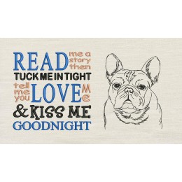 Bulldog with read me a story reading pillow