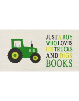 Tractor Just a Boy Reading Pillow