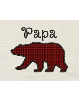 Bear papa embroidery design