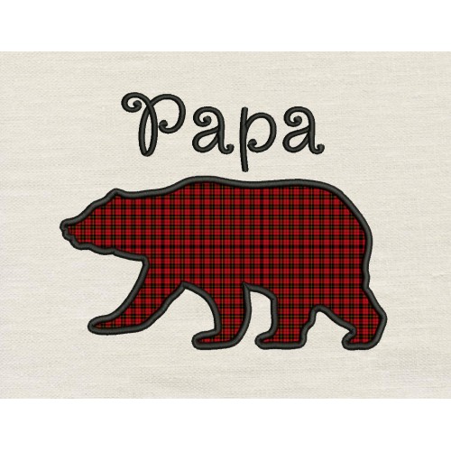 Bear papa embroidery design