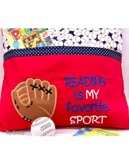 Baseball Glove with reading is my favorite sport reading pillow