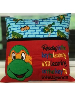 Ninja turtle with Reading is the key Reading Pillow