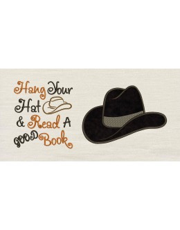 Cowboy Hat applique Hang Your Hat reading pillow